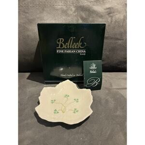 BELLEEK PORCELAIN SHAMROCK FALL LEAF 6” DISH-NIB